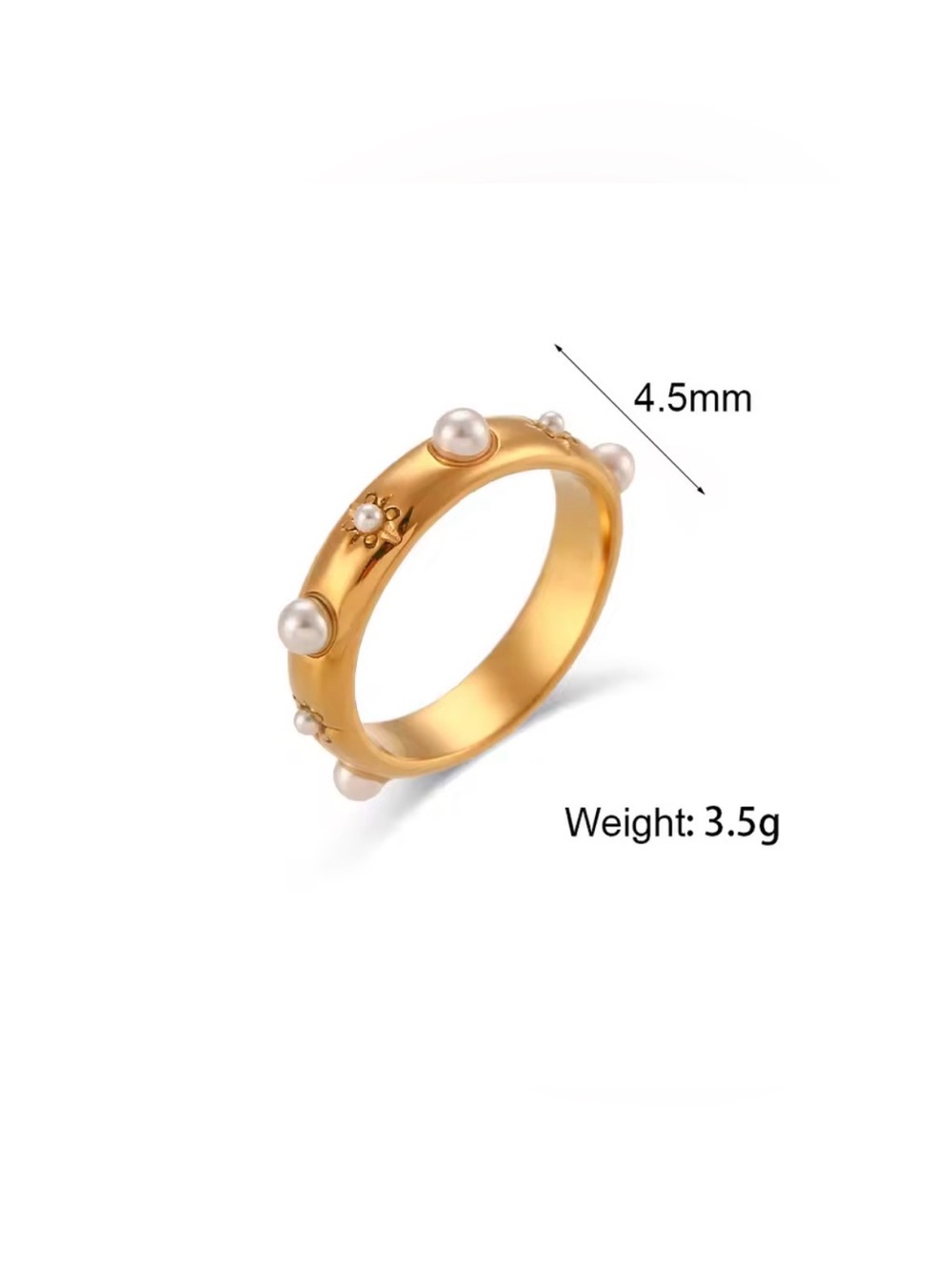 Gold Pearl Accent Women's Band Ring